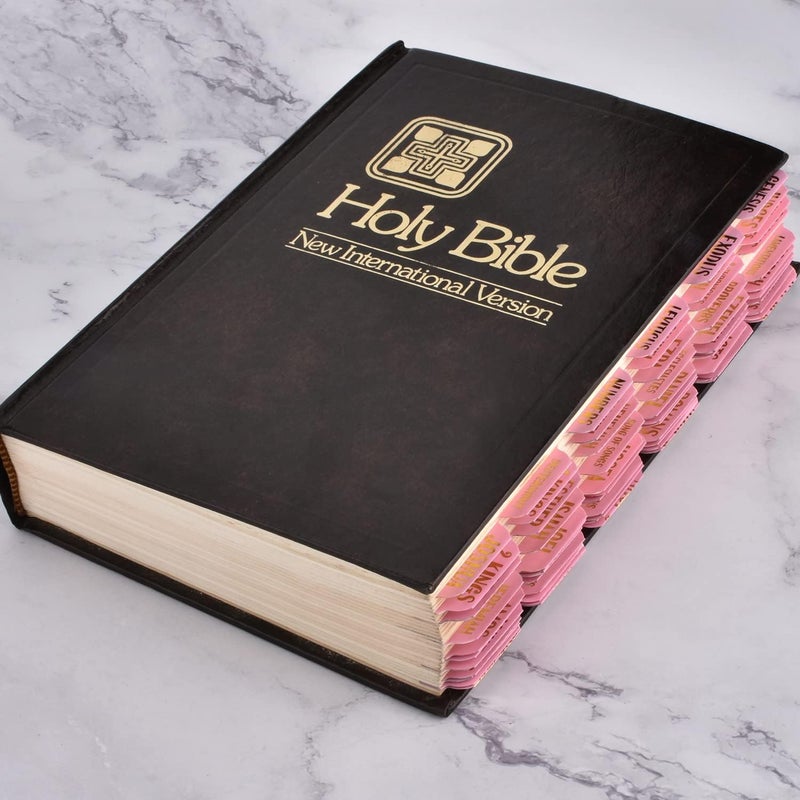 Cualfec Bible Index Tabs New & Old Testament Tabs Matte Laminated Floral Design, Bible Journaling Supplies - 122 Pcs (Pink- Gold Foil) - Image 3